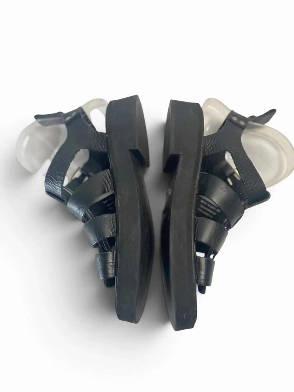 & Other Stories Chunky Leather Gladiator Sandals in Black Size 37